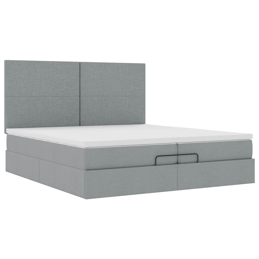Ottoman bed met matrassen 200x200cm stof lichtgrijs