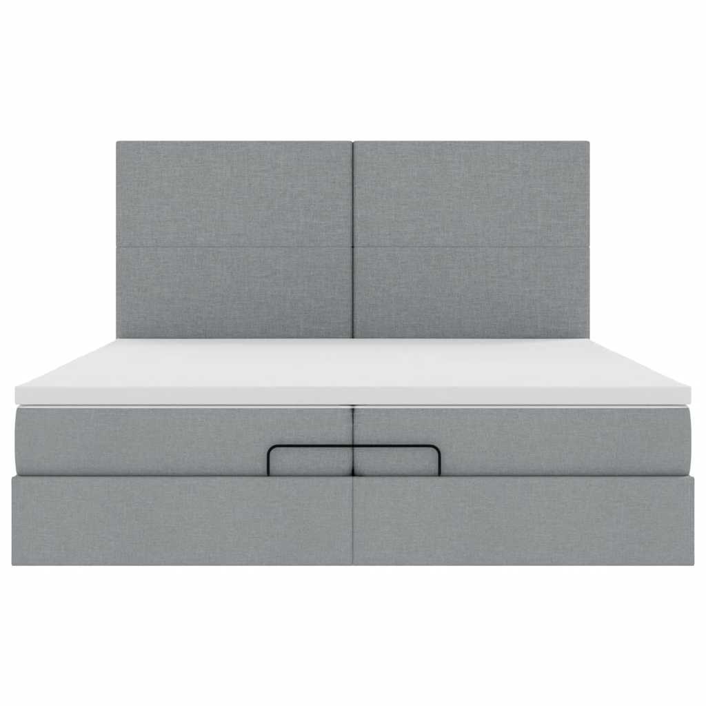 Ottoman bed met matrassen 200x200cm stof lichtgrijs