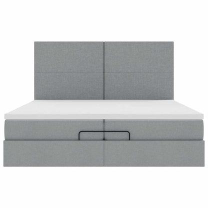 Ottoman bed met matrassen 200x200cm stof lichtgrijs