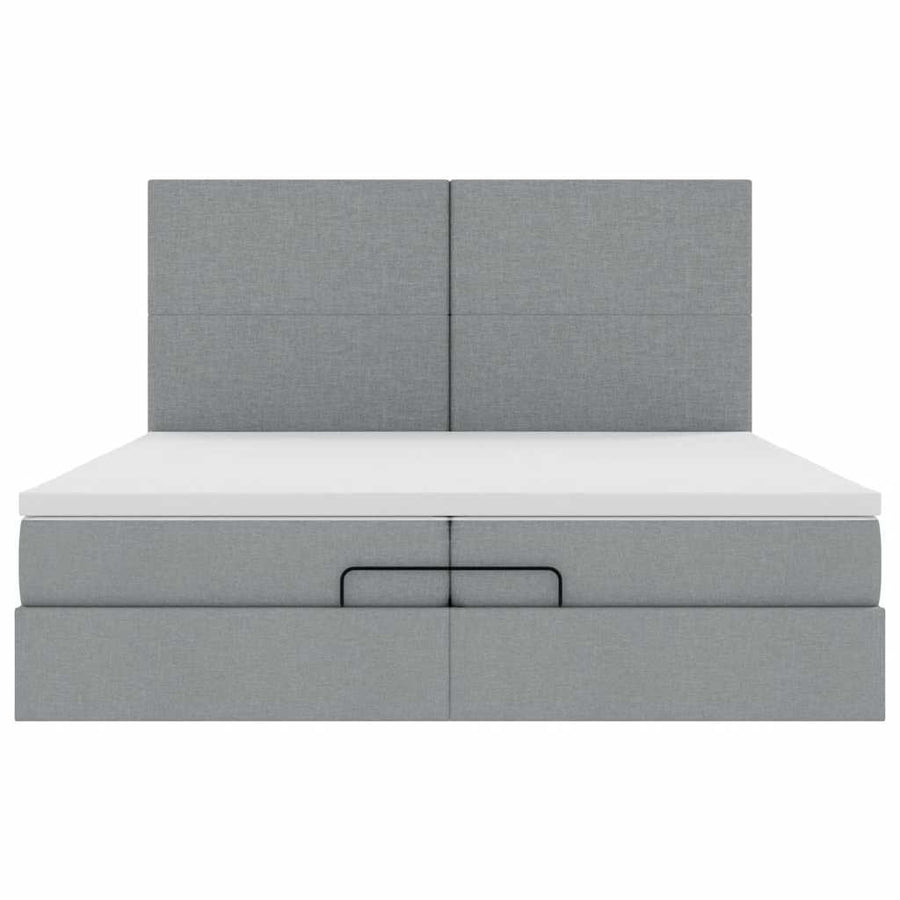 Ottoman bed met matrassen 200x200cm stof lichtgrijs