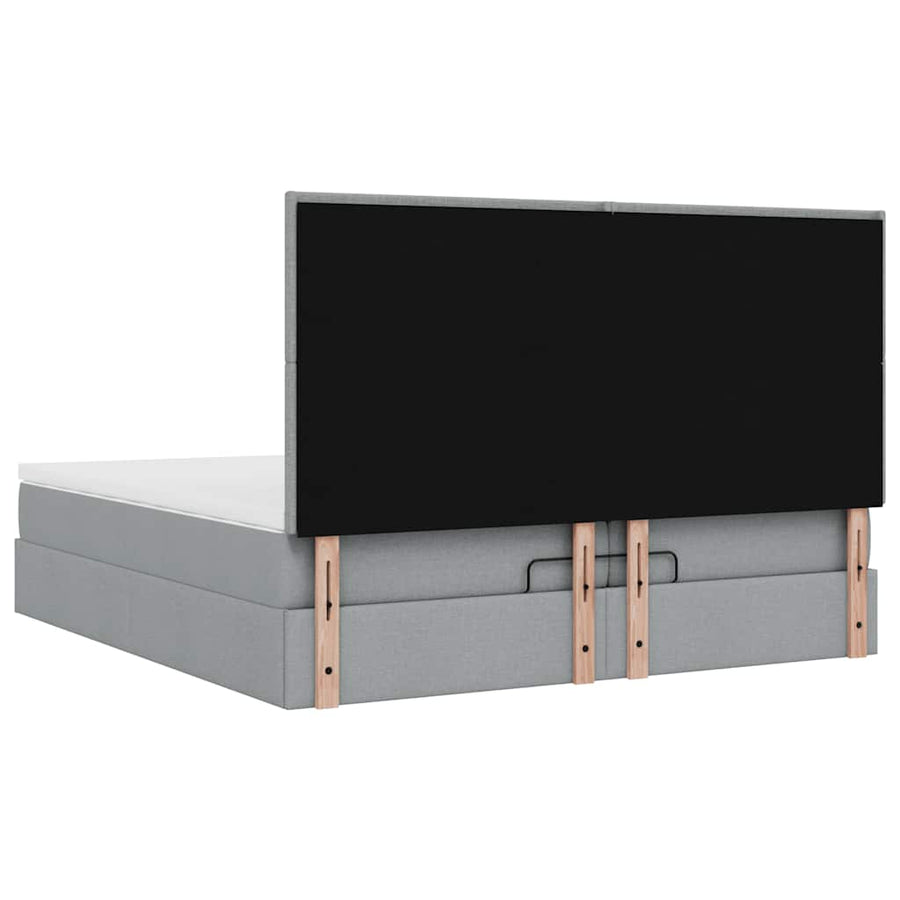 Ottoman bed met matrassen 200x200cm stof lichtgrijs
