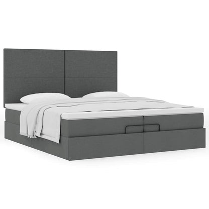 Ottoman bed met matrassen 200x200cm stof donkergrijs