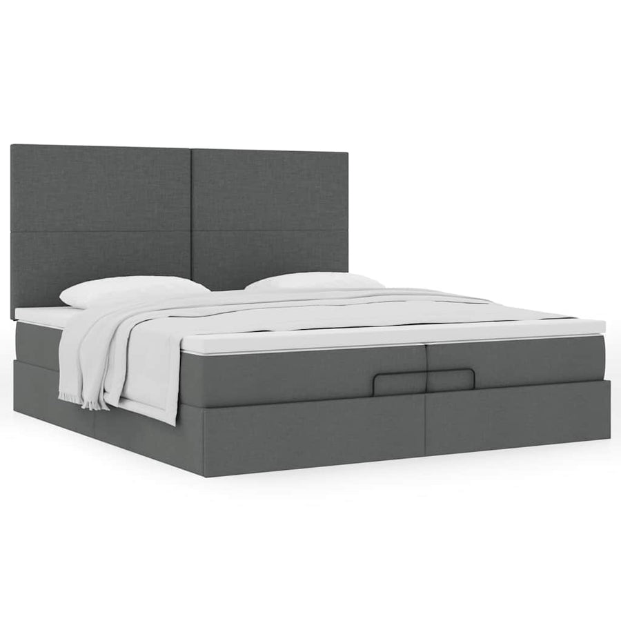 Ottoman bed met matrassen 200x200cm stof donkergrijs