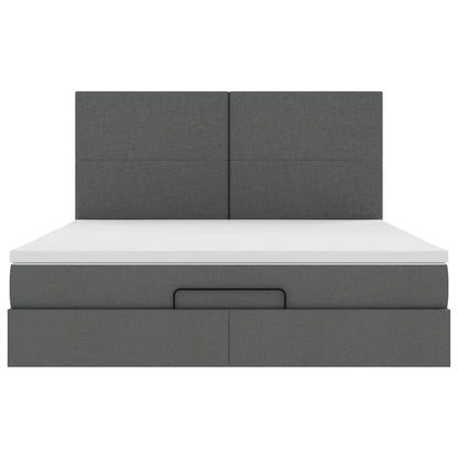 Ottoman bed met matrassen 200x200cm stof donkergrijs