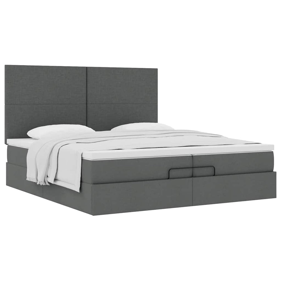 Ottoman bed met matrassen 200x200cm stof donkergrijs