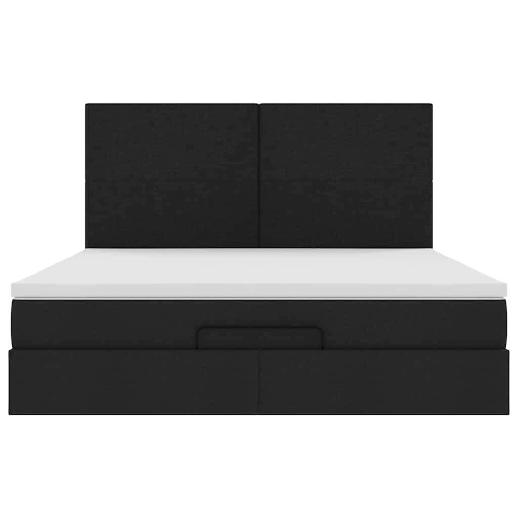 Ottoman bed met matrassen 200x200cm stof zwart