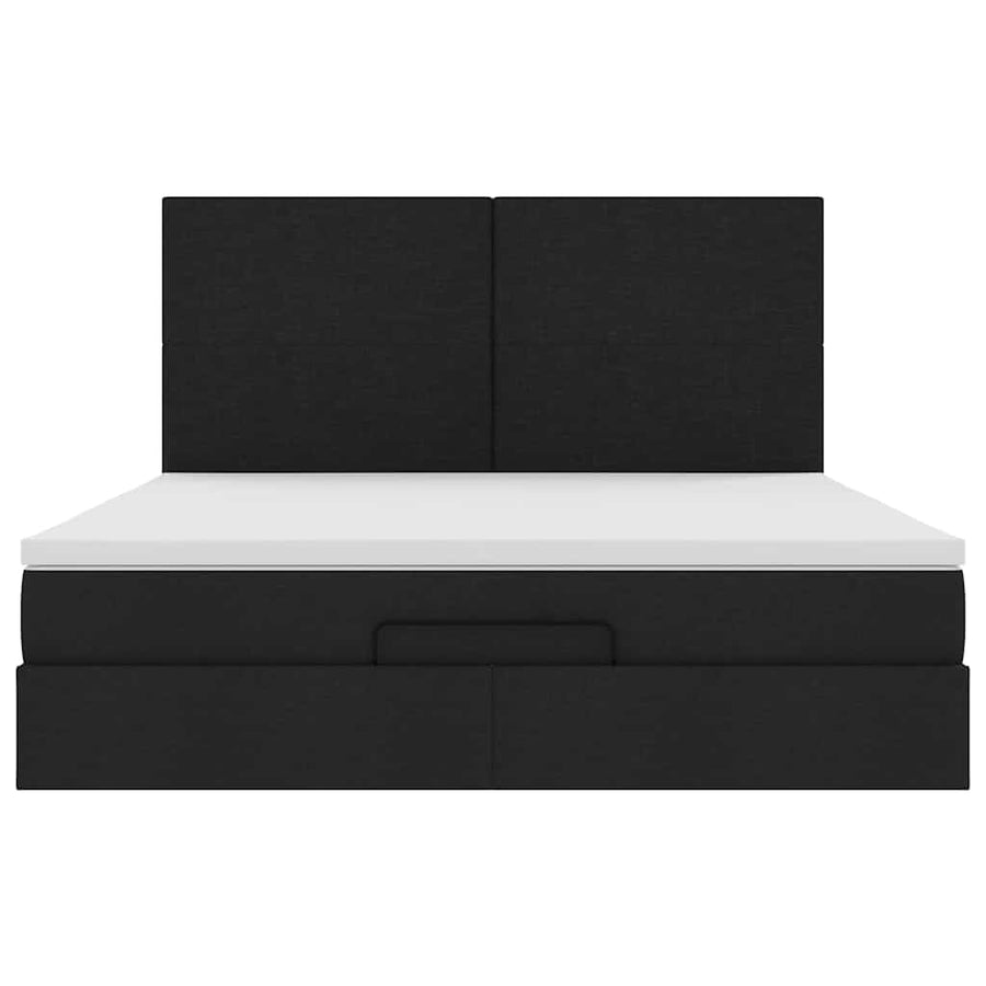 Ottoman bed met matrassen 200x200cm stof zwart