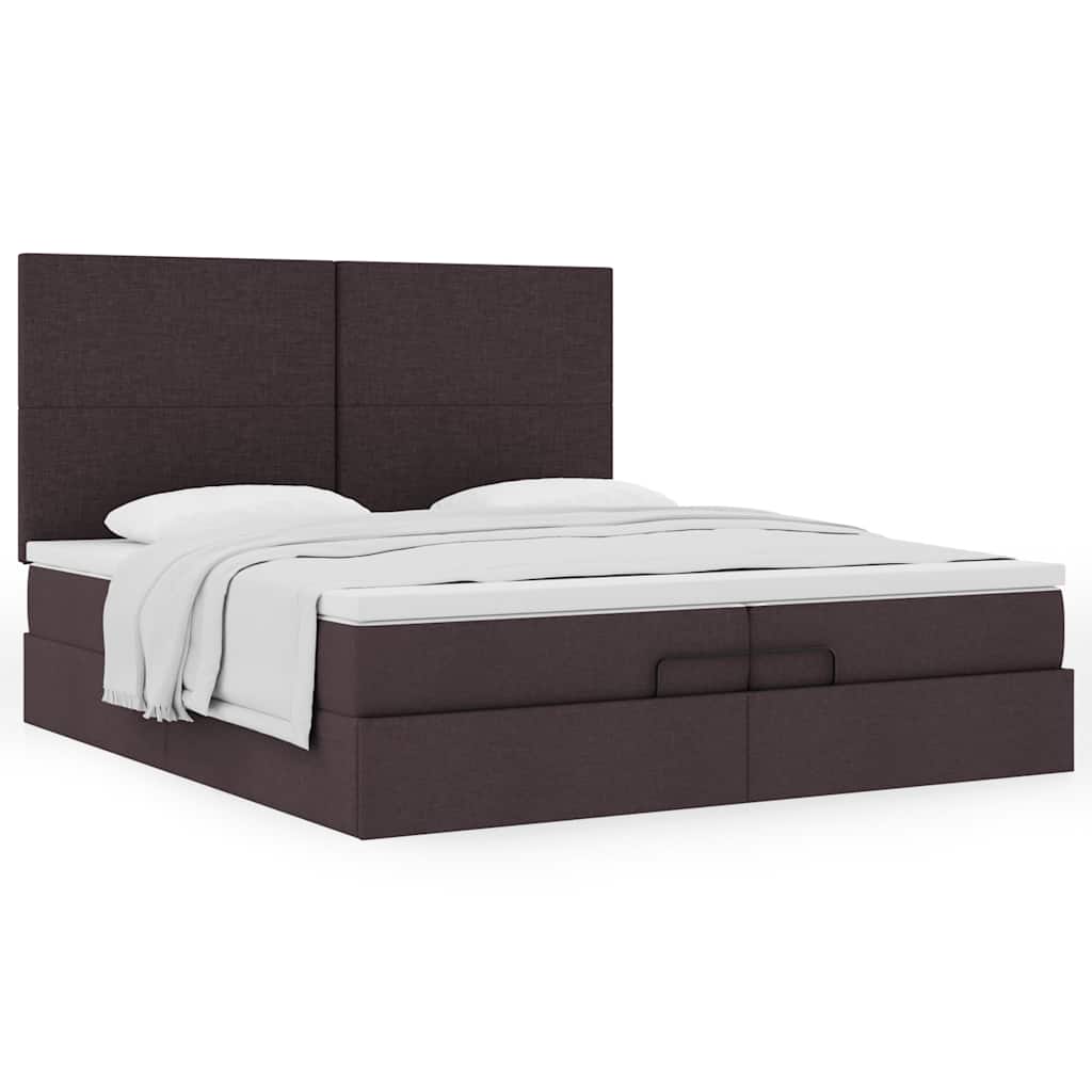 Ottoman bed met matrassen 200x200cm stof donkerbruin