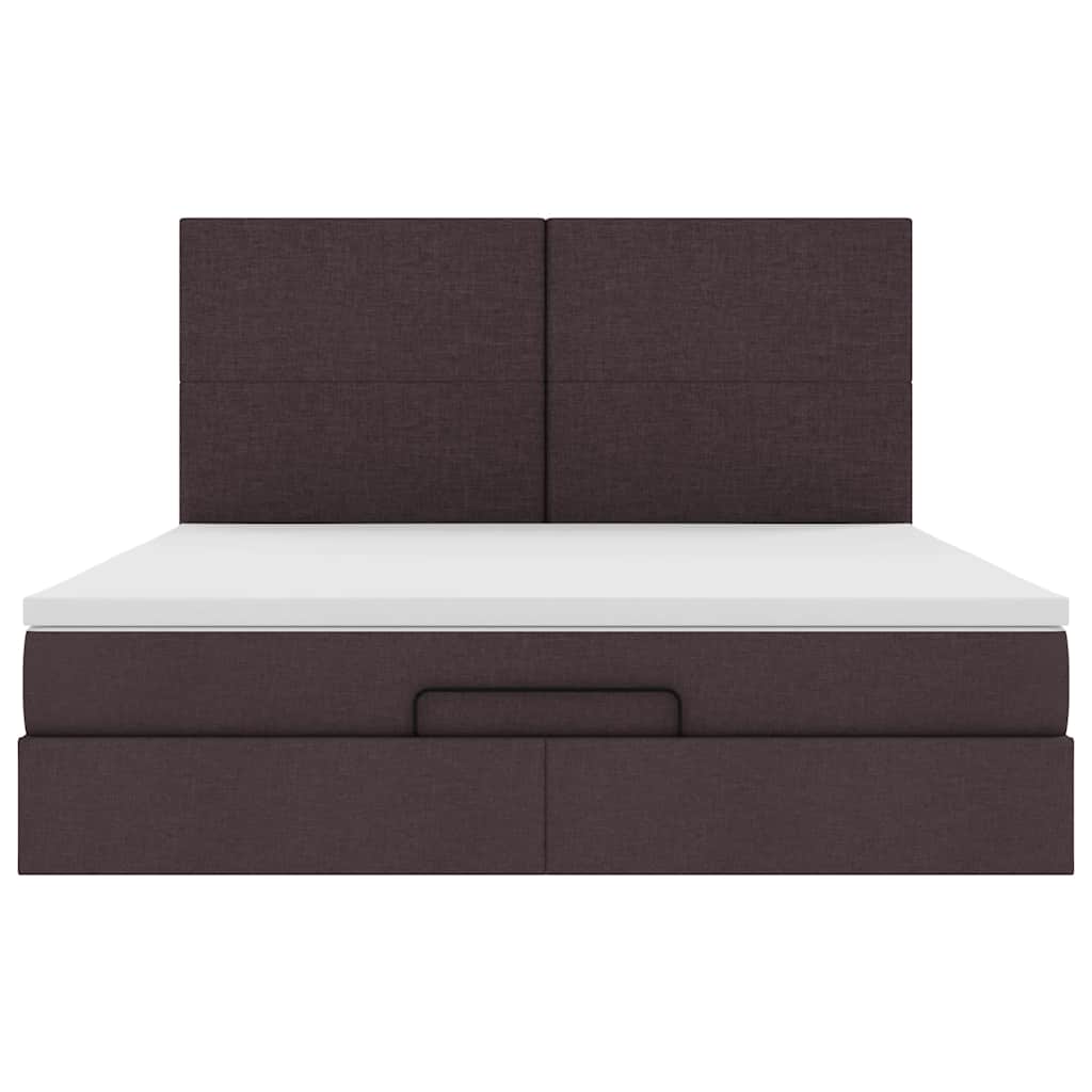 Ottoman bed met matrassen 200x200cm stof donkerbruin