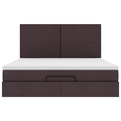 Ottoman bed met matrassen 200x200cm stof donkerbruin