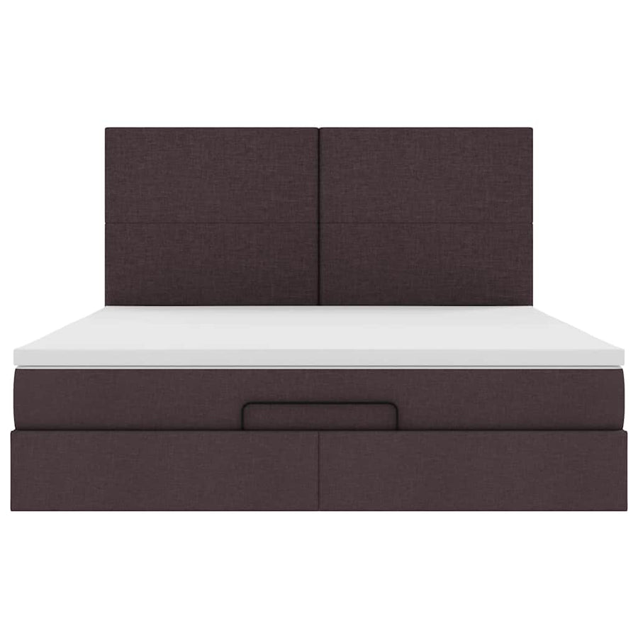 Ottoman bed met matrassen 200x200cm stof donkerbruin