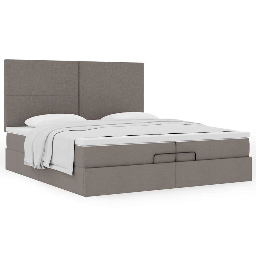 Ottoman bed met matrassen 200x200cm stof taupe