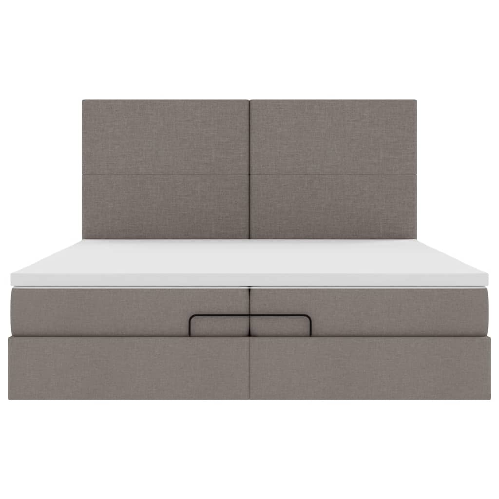 Ottoman bed met matrassen 200x200cm stof taupe