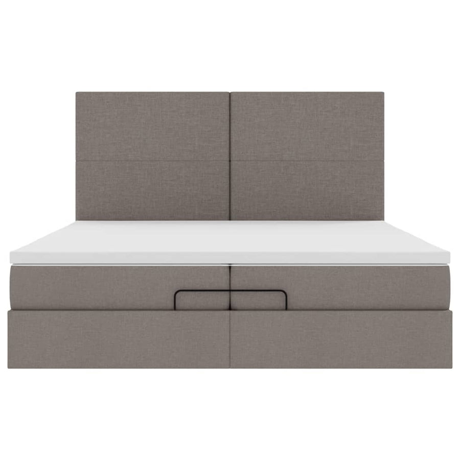 Ottoman bed met matrassen 200x200cm stof taupe