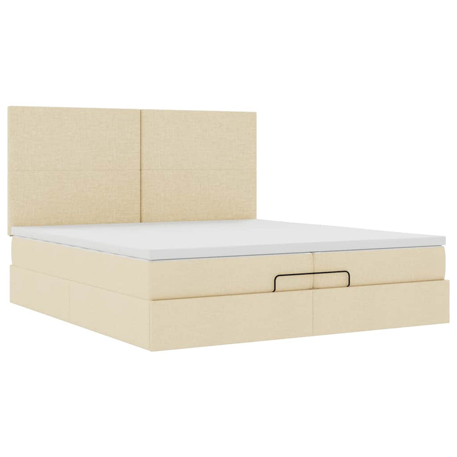Ottoman bed met matrassen 200x200cm stof crèmekleurig