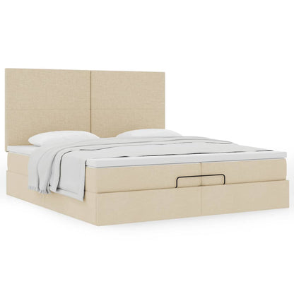 Ottoman bed met matrassen 200x200cm stof crèmekleurig