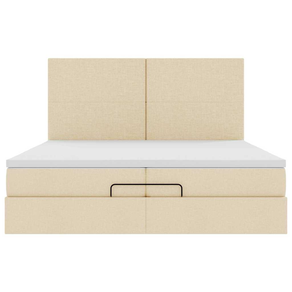 Ottoman bed met matrassen 200x200cm stof crèmekleurig