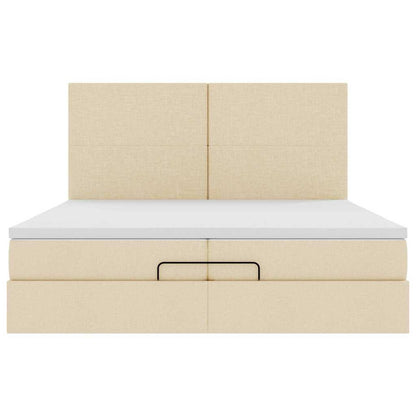 Ottoman bed met matrassen 200x200cm stof crèmekleurig