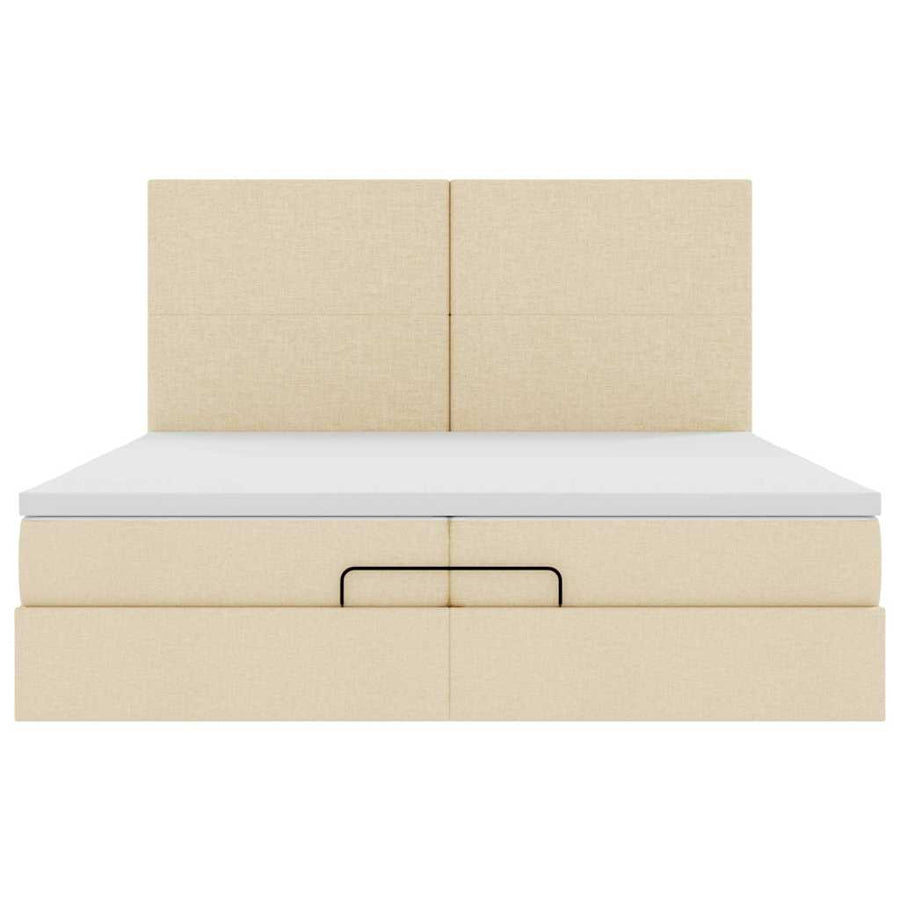 Ottoman bed met matrassen 200x200cm stof crèmekleurig