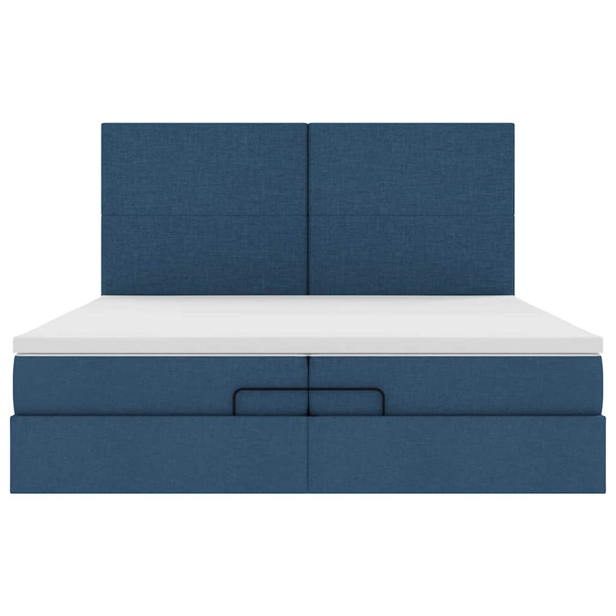 Ottoman bed met matrassen 200x200cm stof blauw