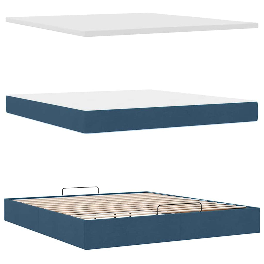 Ottoman bed met matrassen 200x200cm stof blauw
