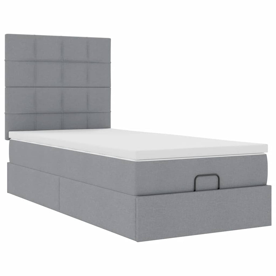 Ottoman bed met matras 80x200cm stof lichtgrijs