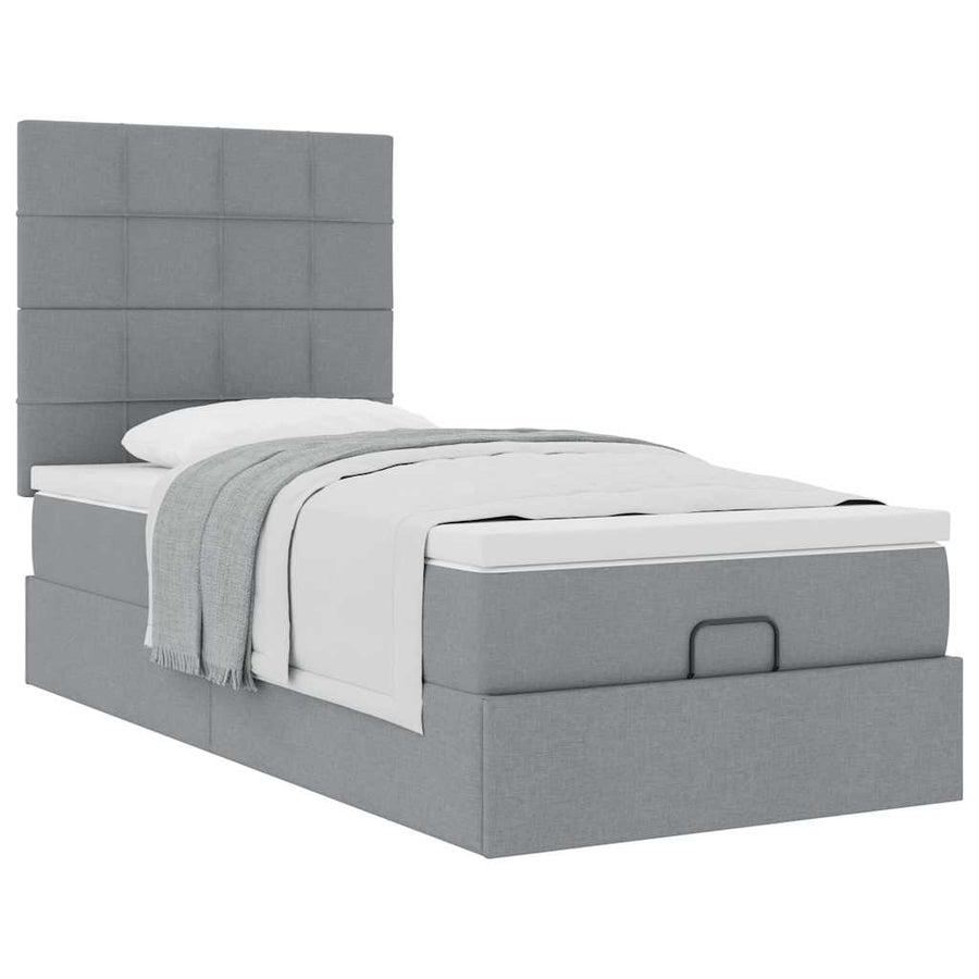Ottoman bed met matras 80x200cm stof lichtgrijs