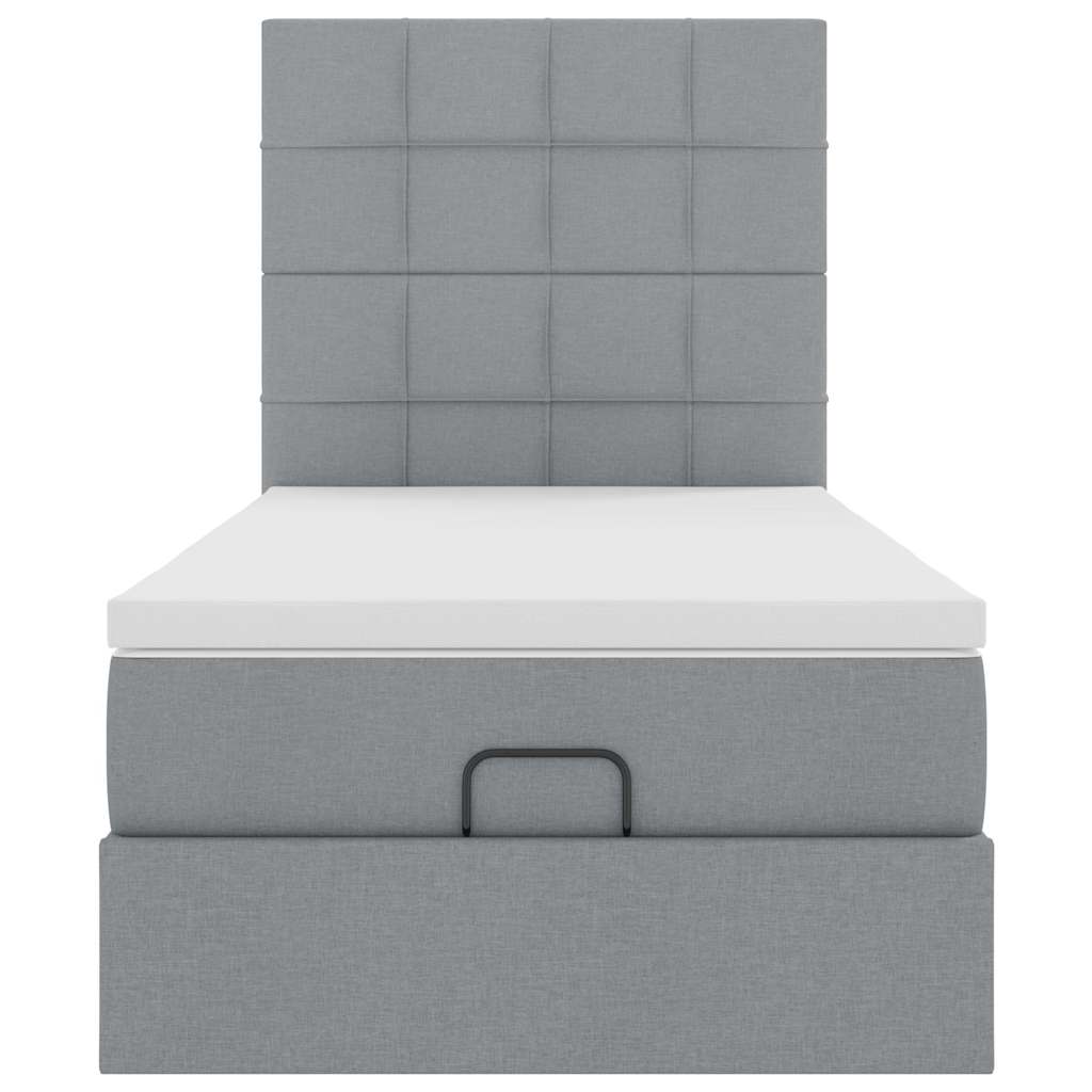 Ottoman bed met matras 80x200cm stof lichtgrijs