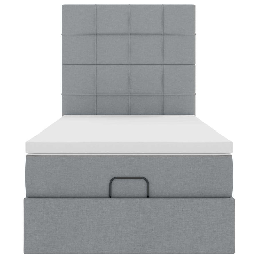 Ottoman bed met matras 80x200cm stof lichtgrijs