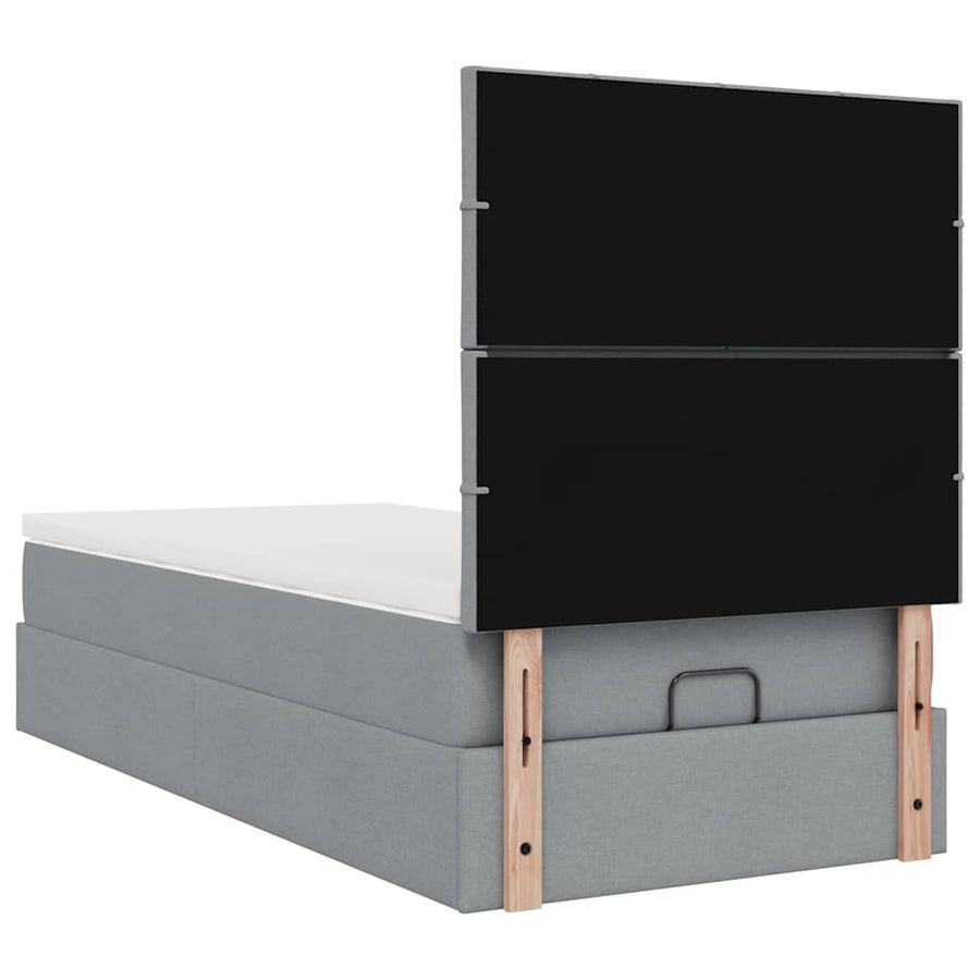 Ottoman bed met matras 80x200cm stof lichtgrijs