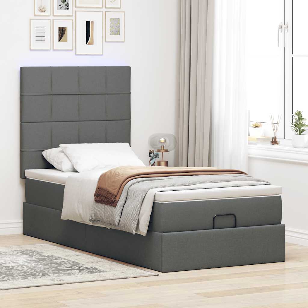 Ottoman bed met matras 80x200cm stof donkergrijs