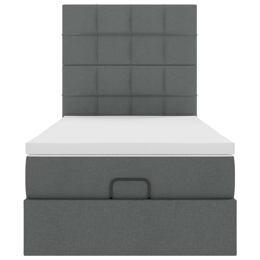 Ottoman bed met matras 80x200cm stof donkergrijs