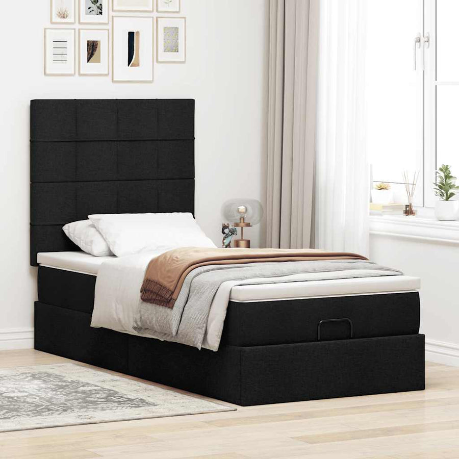 Ottoman bed met matras 80x200cm stof zwart