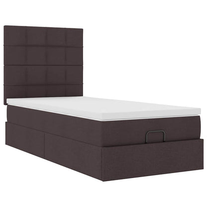 Ottoman bed met matras 80x200cm stof donkerbruin