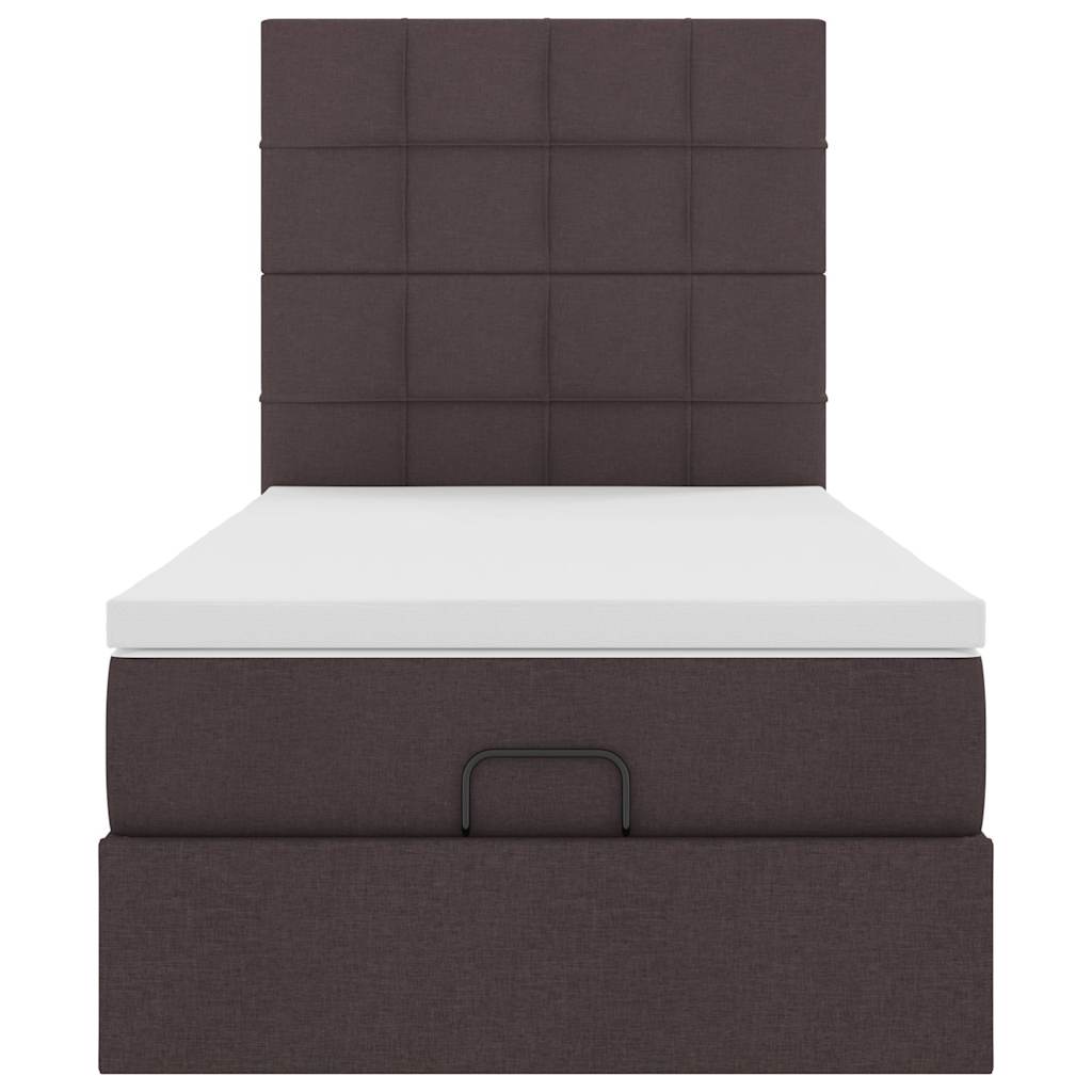 Ottoman bed met matras 80x200cm stof donkerbruin