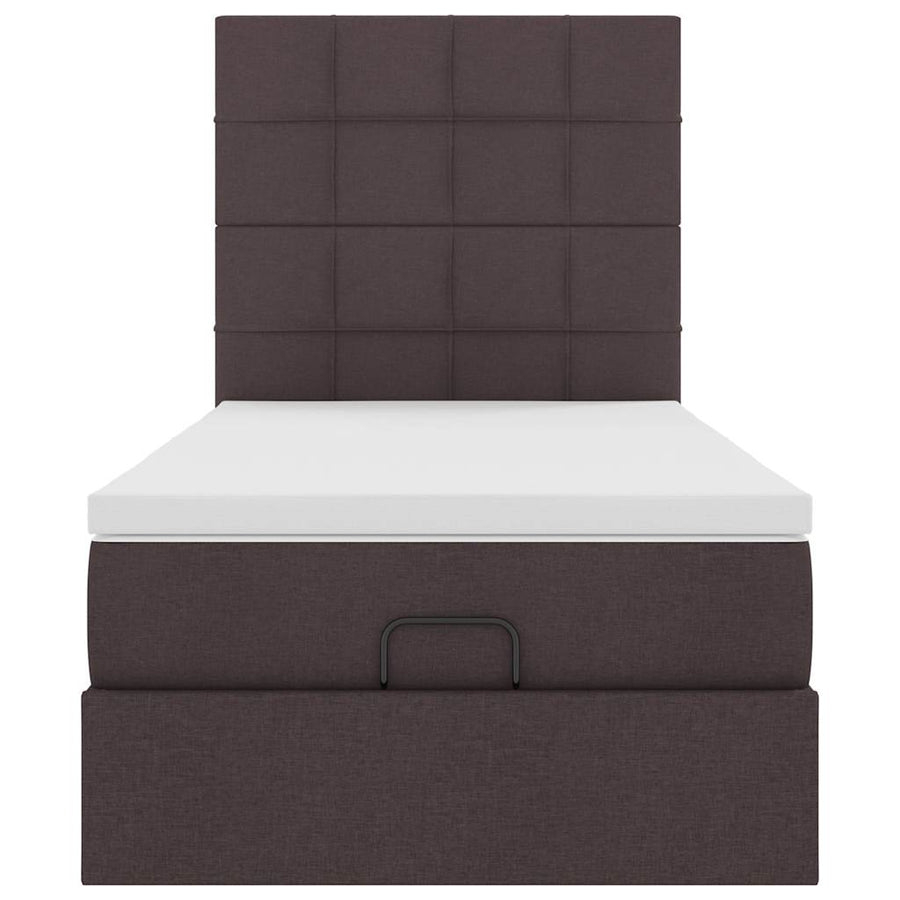 Ottoman bed met matras 80x200cm stof donkerbruin