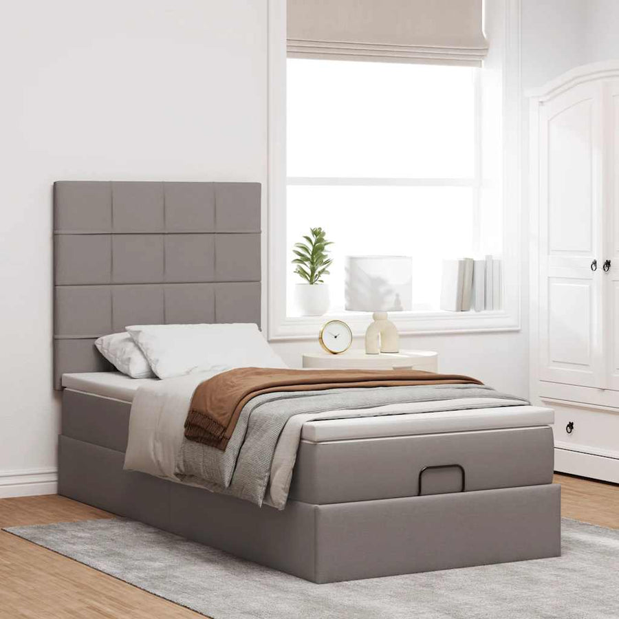 Ottoman Bed Met Matras 80X200Cm Stof 80 x 200 cm Taupe