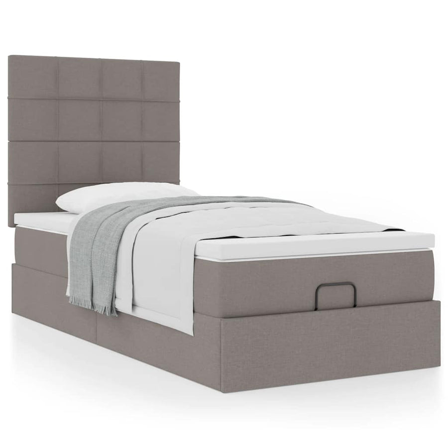 Ottoman Bed Met Matras 80X200Cm Stof 80 x 200 cm Taupe