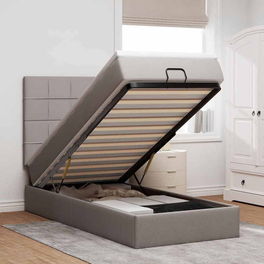 Ottoman Bed Met Matras 80X200Cm Stof 80 x 200 cm Taupe
