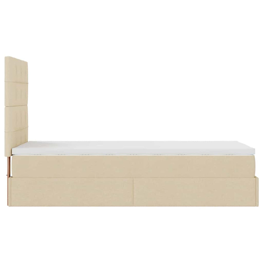 Ottoman bed met matras 80x200cm stof crèmekleurig