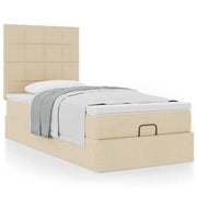 Ottoman bed met opbergruimte en matras 80x200 cm crèmekleurig