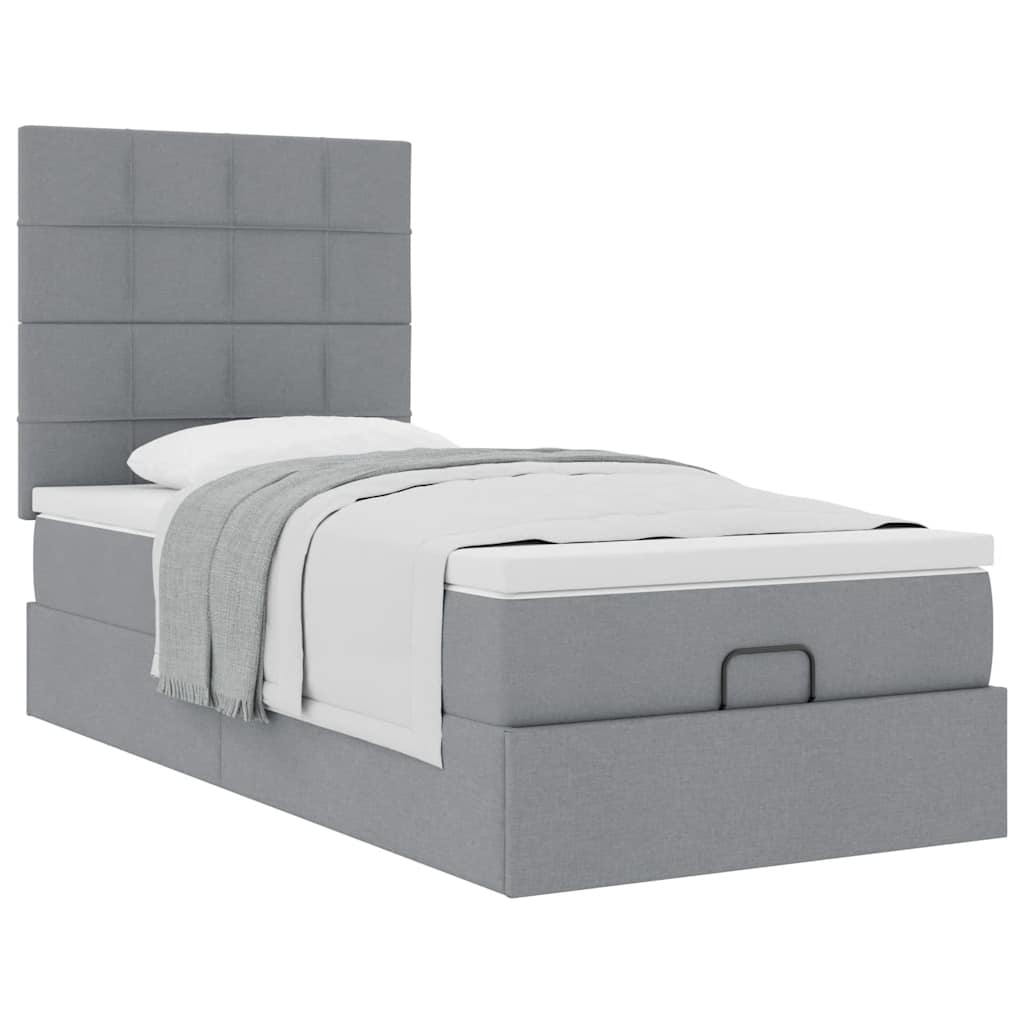 Ottoman bed met matras 90x190cm stof lichtgrijs