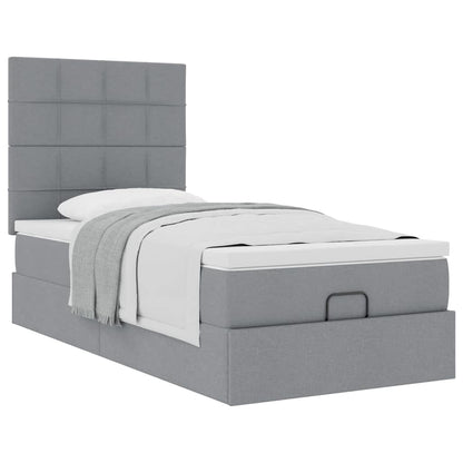 Ottoman bed met matras 90x190cm stof lichtgrijs