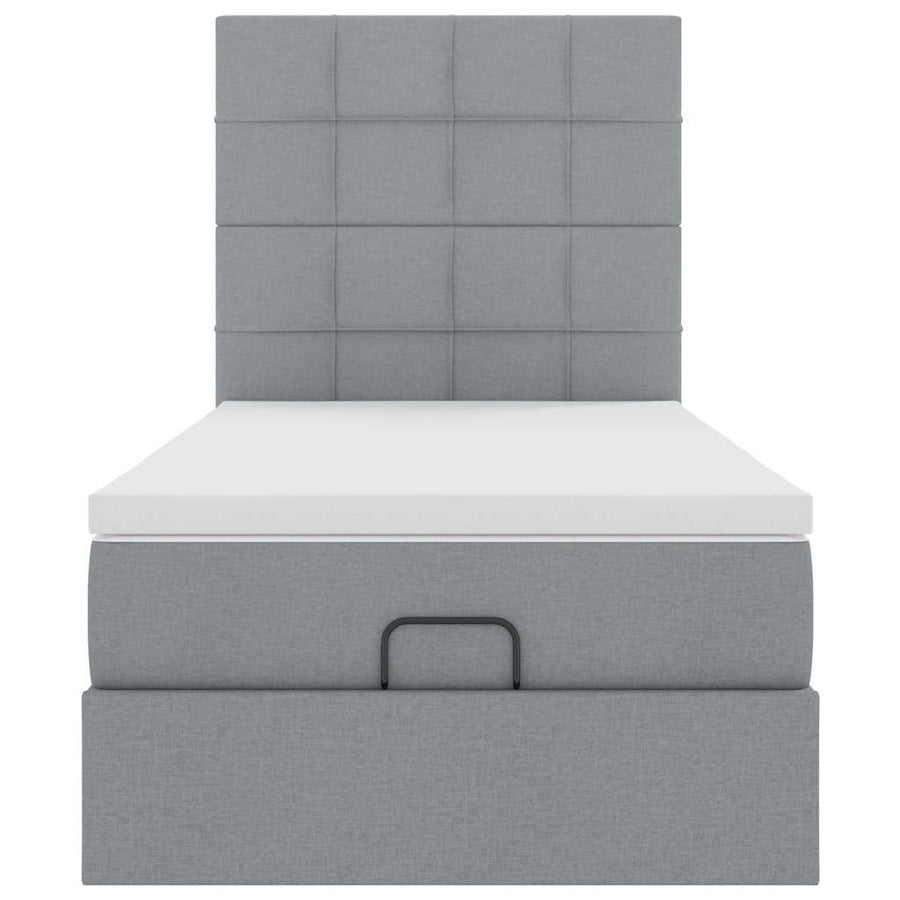 Ottoman bed met matras 90x190cm stof lichtgrijs