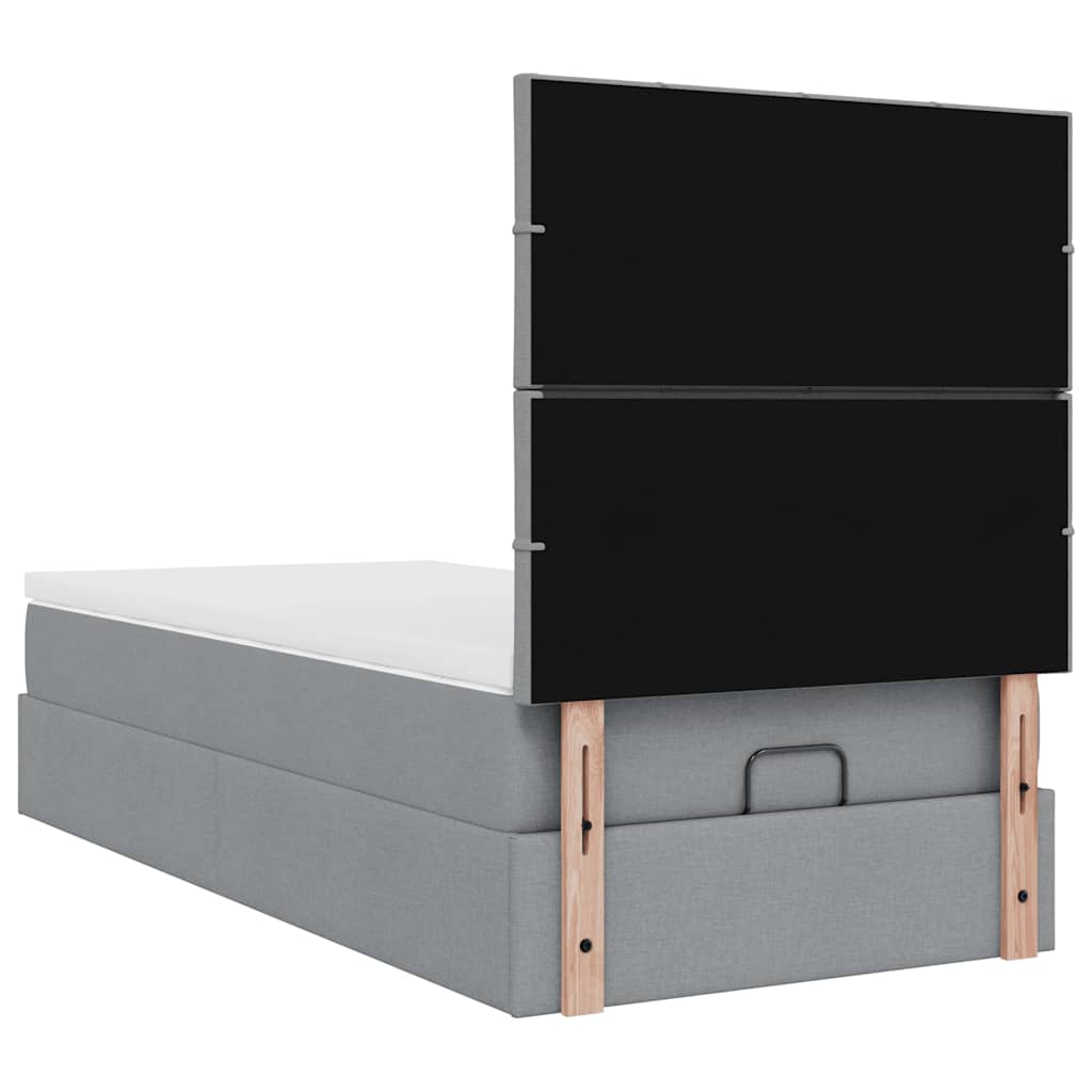 Ottoman bed met matras 90x190cm stof lichtgrijs