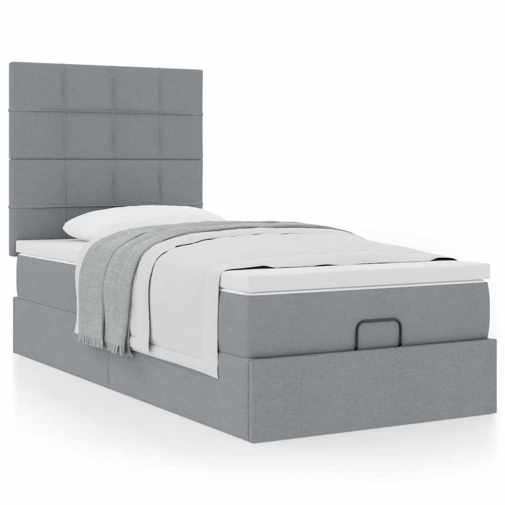Ottoman bed met matras 90x190cm stof lichtgrijs