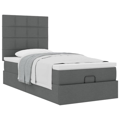 Ottoman bed met matras 90x190cm stof donkergrijs