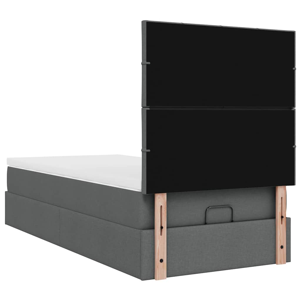 Ottoman bed met matras 90x190cm stof donkergrijs