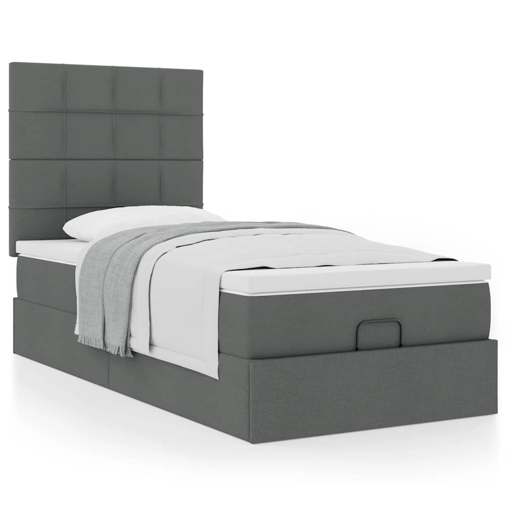 Ottoman bed met matras 90x190cm stof donkergrijs