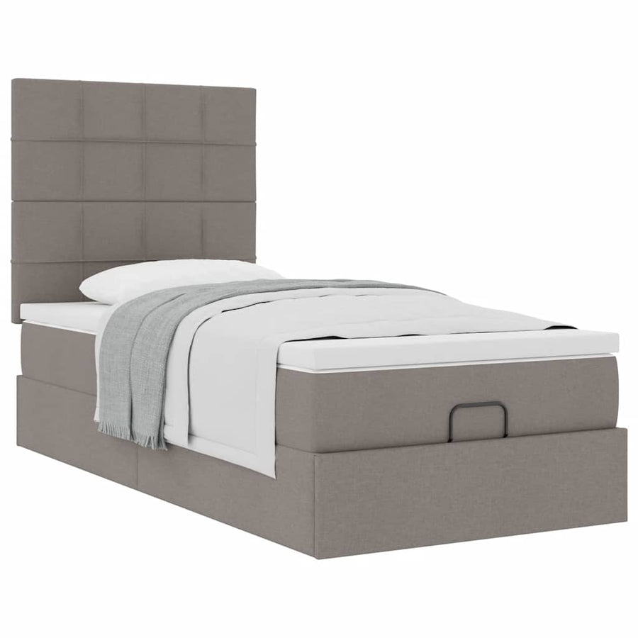 Ottoman bed met matras 90x190cm stof taupe